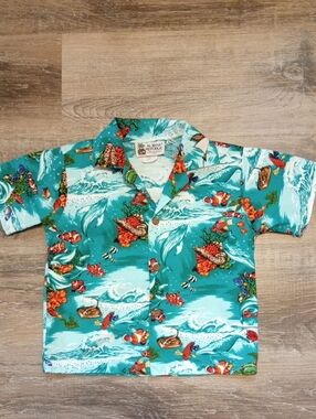 Aloha Republic Under The Sea Kids Tropical Button Down Shirt Size 2T